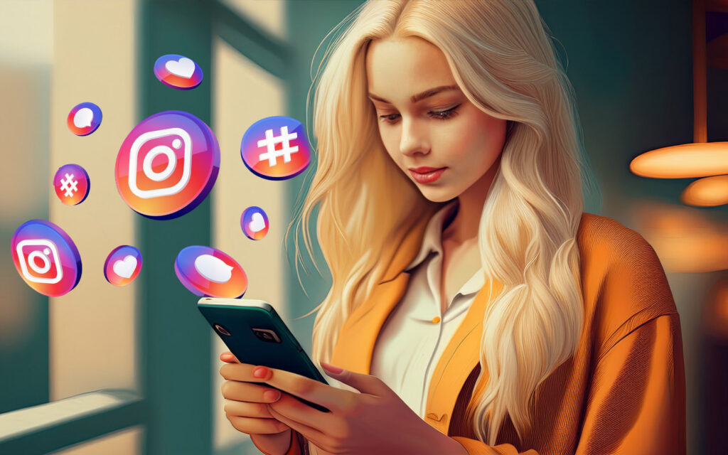 Instagram in 2026: Ein Mädchen checkt eine Story.